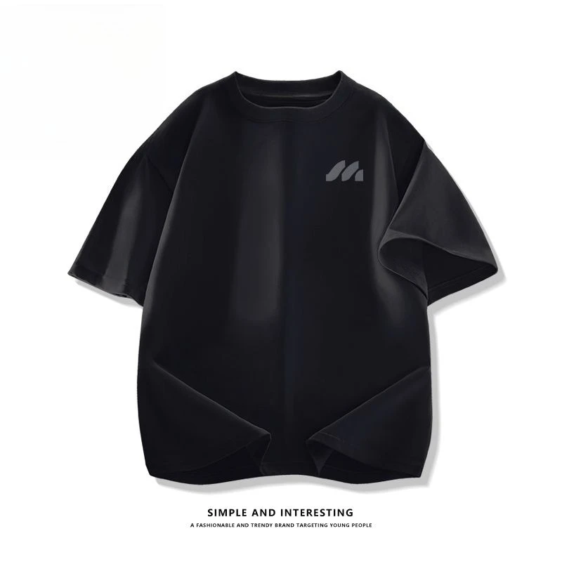 

Heavy Short-sleeved T-shirt Men's Summer Simple Loose Top Men's Large Size Pure Cotton Printing Half-sleeved Men's and Women's
