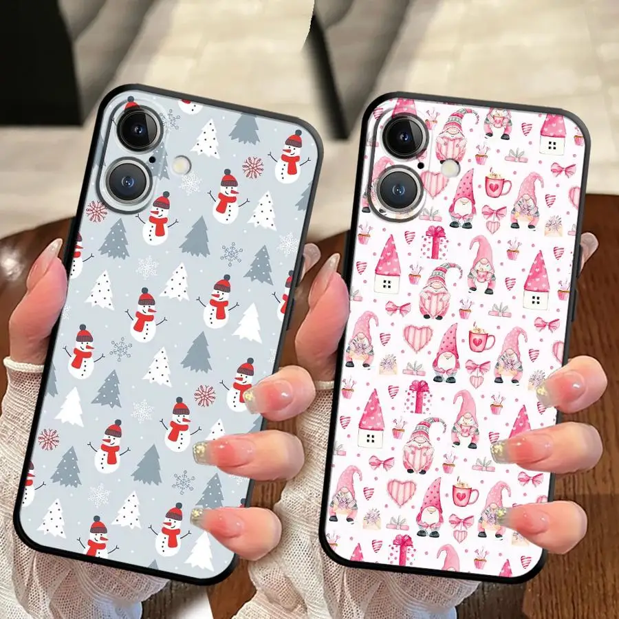 حافظة لهاتف آيفون 13 Mini 7 8 12 11 17 Air 17 16 Pro Max 15 Plus 14 X XS XR SE غطاء خلفي ناعم لعيد الميلاد ثلج