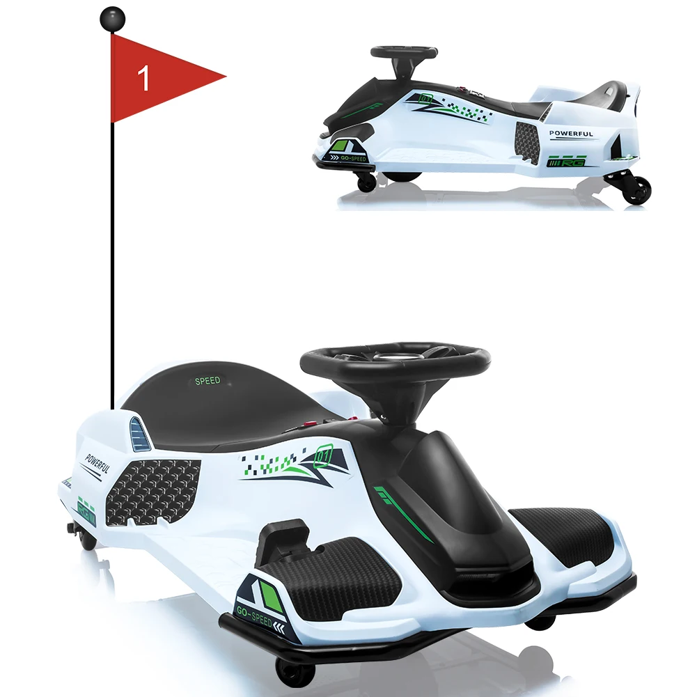 24V Kids Ride-On Drifting Car,Electric Drift Go-Kart with 180W Brushless Motor,Speeds Up to 7.5 Mph, Variable Speed,Music