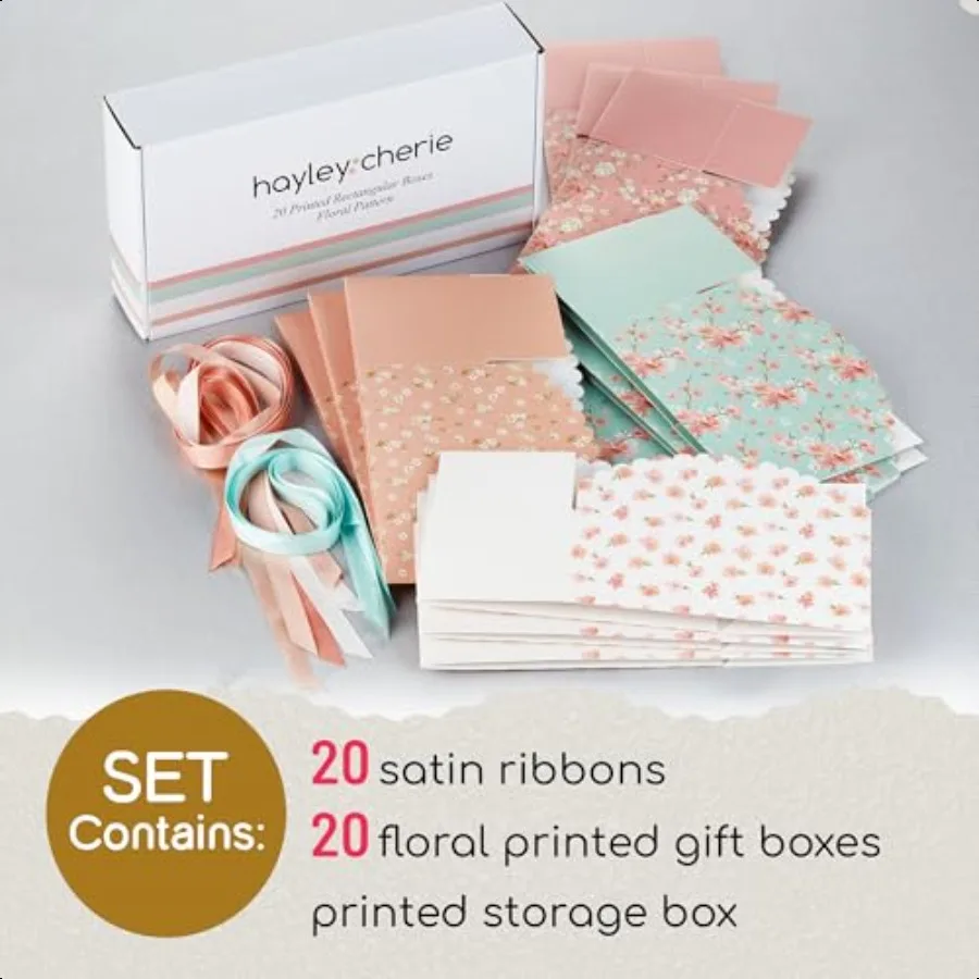 Decorative Floral Gift Boxes with Lids Ribbons Treat Boxes