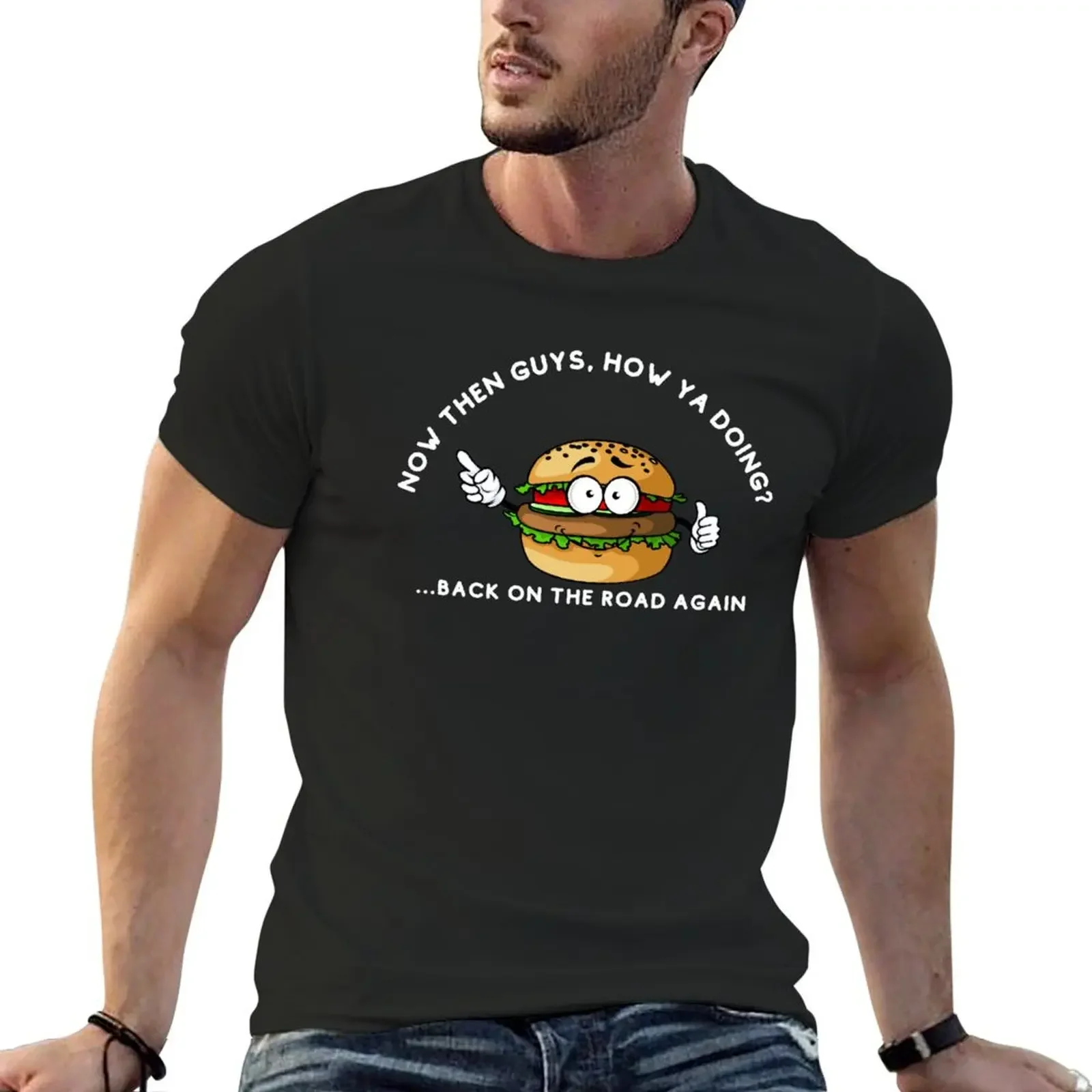 Best Seller Now Then Guys, How Ya Doing? Back on The Road Again, Rate My Takeaway T-Shirt anime men t shirt