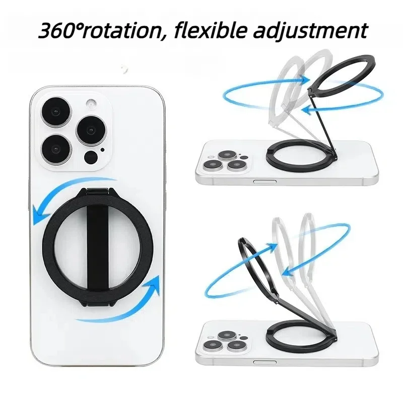 

360° Rotating Double-Sided Magnetic Phone Ring Holder for MagSafe Stand Magnet Grip for iPhone 15 14 13 12 Android Holder