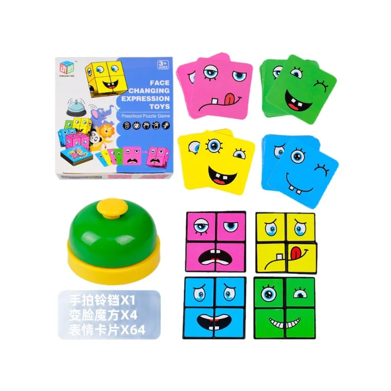 Permainan Papan Kubus Berubah Wajah Permainan Asah Otak Kubus Emotikon Kreatif Permainan yang menghibur untuk beberapa pemain Mainkan permainan papan
