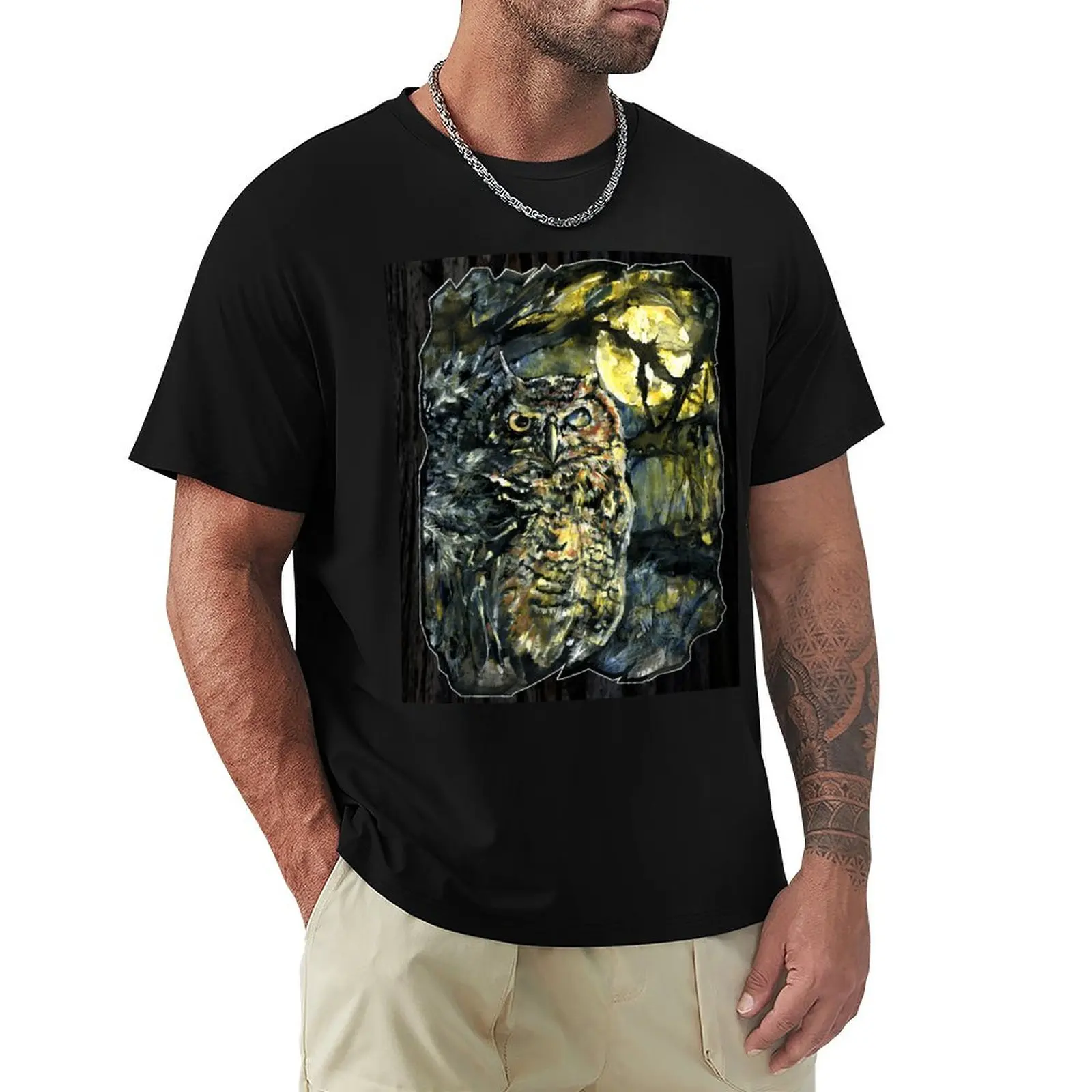 Forest Sage Great Horned Owl T-Shirt Thanksgiving Day Tee Top