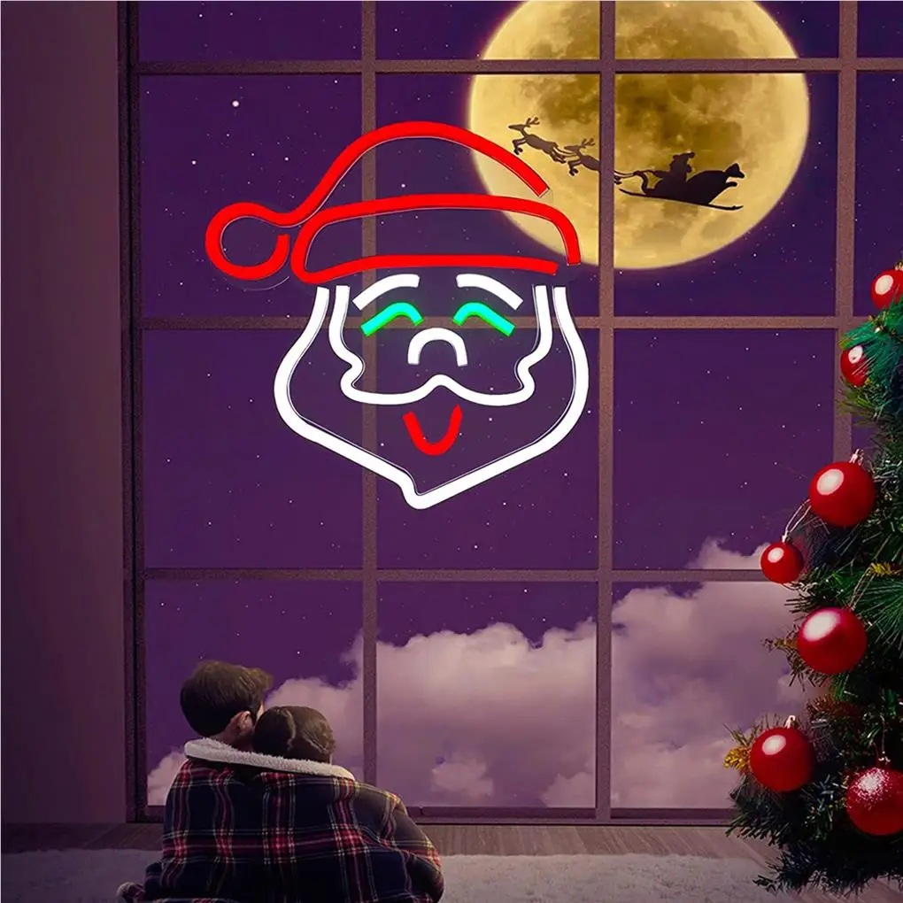 الأبيض احتفالي عيد الميلاد الديكور LED النيون الفن لمتجر المنزل ومركز LED ضوء النيون تسجيل سهلة