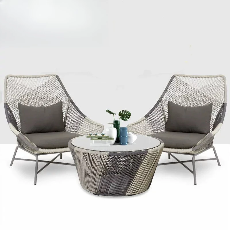 

Outdoor balcony rattan small table and chair combination open-air sun room courtyard garden outdoor leisure rattan chair