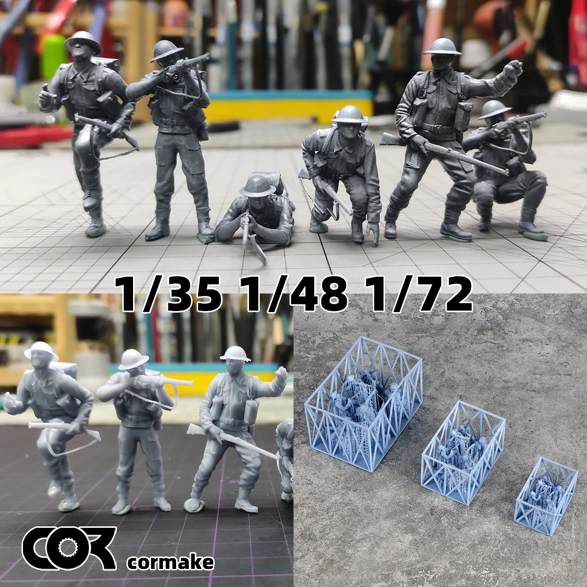 

Набор пластиковых сборных моделей солдат армии Великобритании, 6 шт., масштабы 1/72, 1/35, 1/48