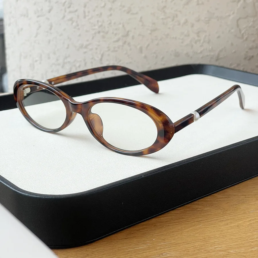 

TR90 High-quality Oval Glasses Frame for Myopia Women's Plate Insert Pearl Feet Plain Slim Anti-blue Light Glasses Frame
