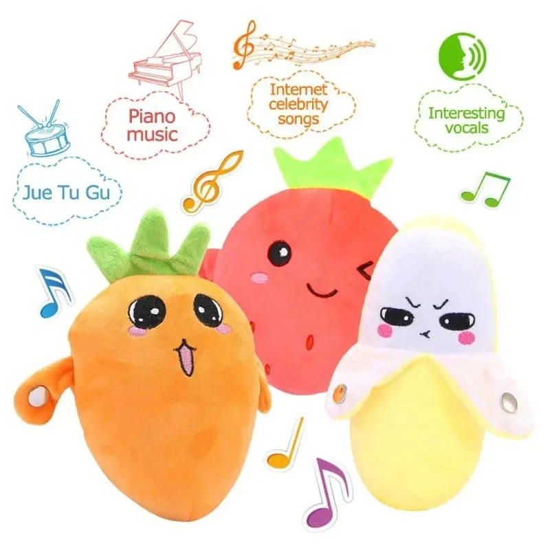 Creative Touch Interactive Induction Music Rhythm Toys Fruit Shaped Plush Toys Parent-child Interactive Fun Early Education Toys