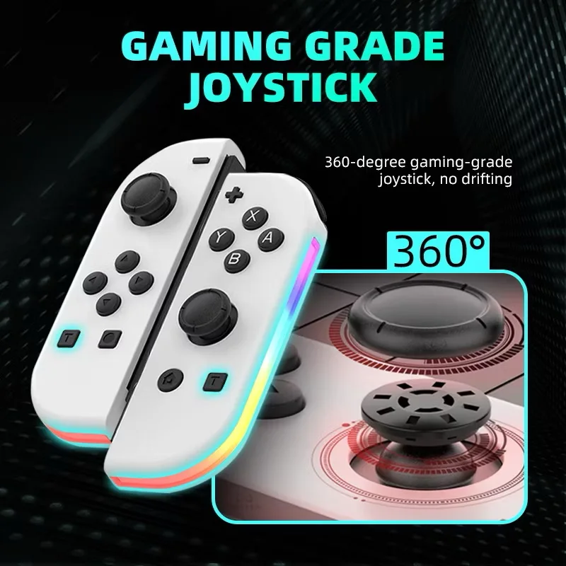 NS スイッチ Joy-Con コントローラゲームコントローラ左右 Bluetooth 互換ゲームコントローラハンドストラップ RGB ライト付き