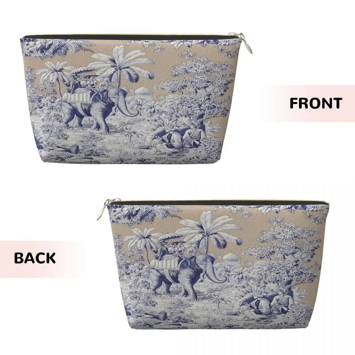 Custom Classic French Toile De Jouy Motif Pattern Toiletry Bag Navy Blue Motif Cosmetic Makeup Beauty Storage Dopp Kit Case