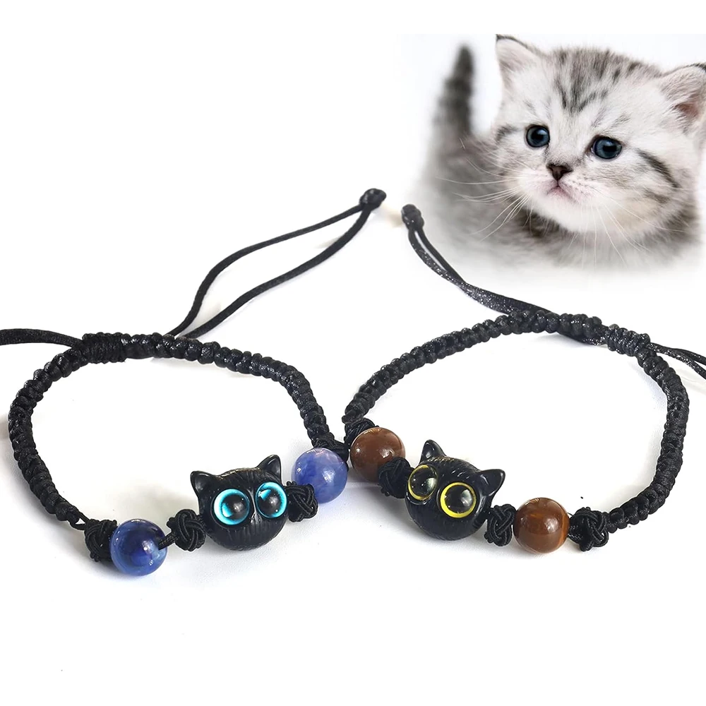 Cute Big Eye Cat Bracelets for Women Cartoon Enamel Animal  Pendant Hand Chain Kids Boudoir Couple Bracelet Jewelry Gift