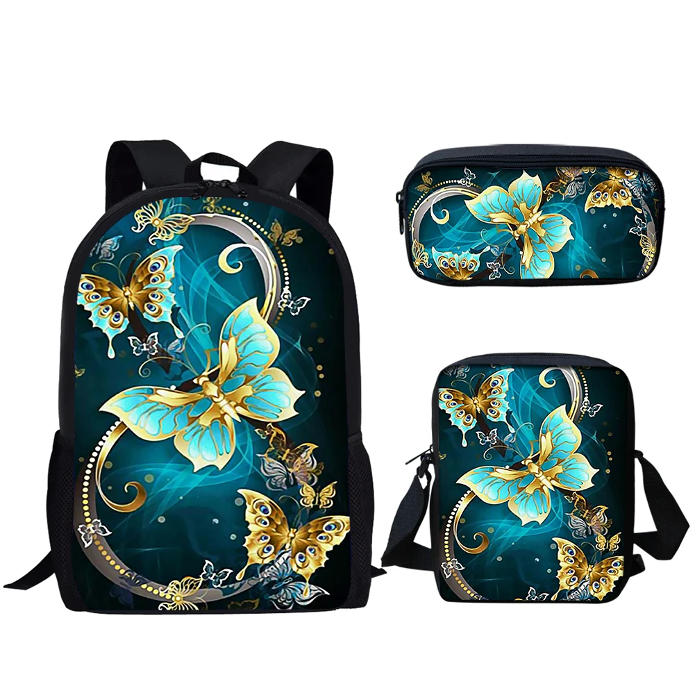 Belidome-mochilas escolares informales con estampado de mariposas, Juego de 3 mochilas ligeras para adolescentes, niños y niñas, Mochila escolar de viaje Infantil