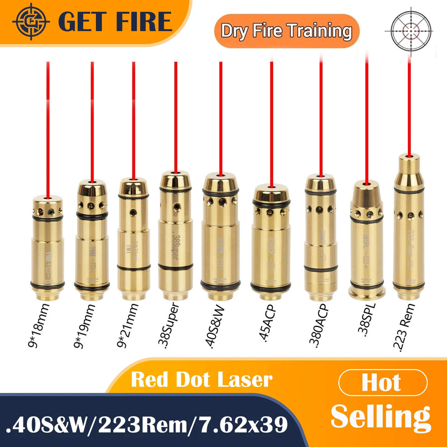 

9mm/.380ACP/.40S&W/223Rem/7.62x39 Laser Training Bullet Dry Fire Trainer Cartridge Tactical Red Dot Lasers Training Bore Sight