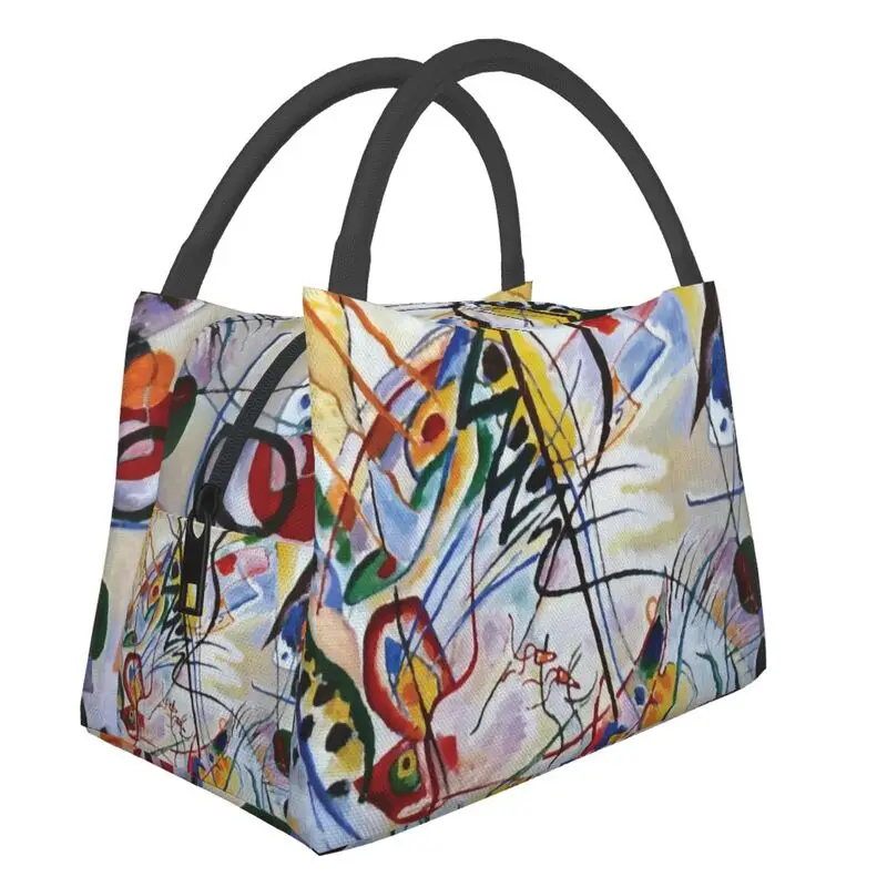 

Violet Wedge Abstract Insulated Lunch Bag for Outdoor Picnic Wassily Kandinsky Waterproof Thermal Cooler Bento Box Women