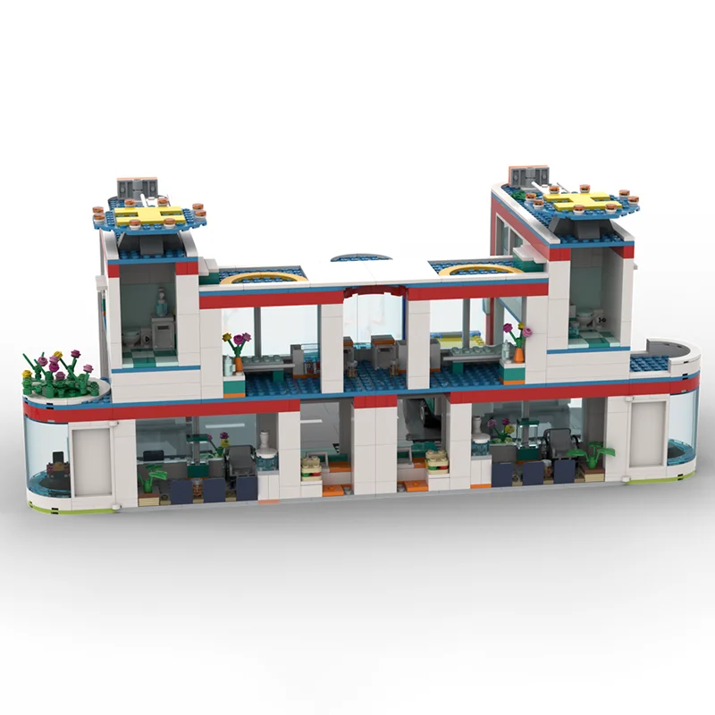 Moc Building Bricks Modular Hospital Model Technology Modular Block City Street View Toy DIY Set Assembly Christmas Gifts