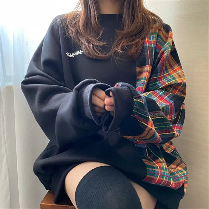 Chic round Ne Letter Print Loose Bubble Sve Hoodie Women's Commute Sle Casual Loose Fit Spring Autumn Winter Sweater