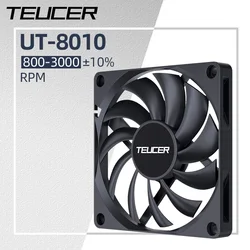 TEUCER UT-8010 Slim 80MM PC Case Fan 800-3000RPM Intelligent Temperature Control 8CM Thickness 10mm Black Cooling Fan