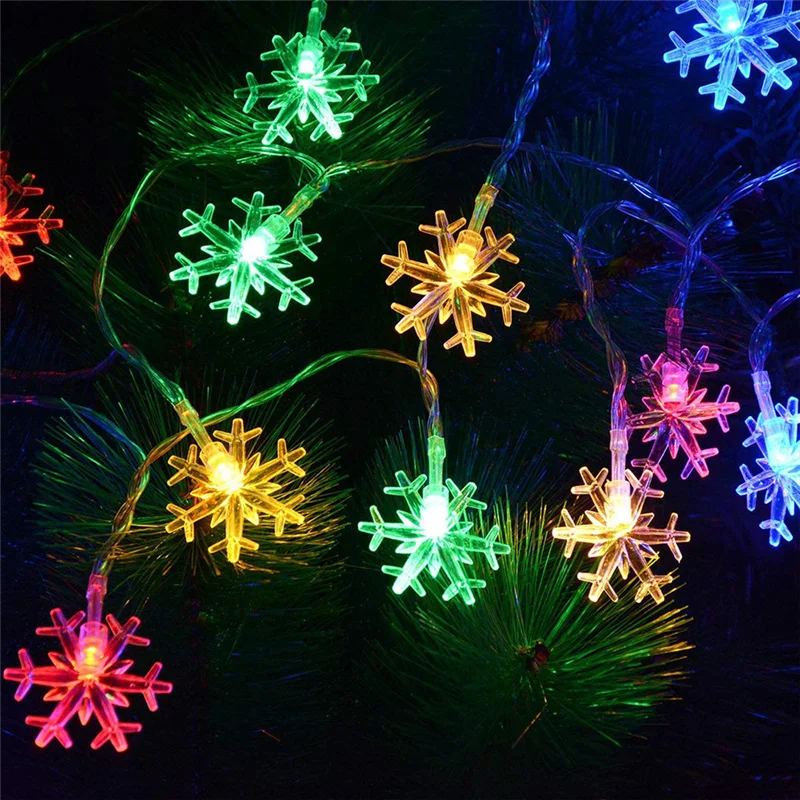 10M 80LEDs Snowflakes Christmas Garland String Lights USB/Battery Powered Fairy Lights for Home Garden Party Wedding Decoration