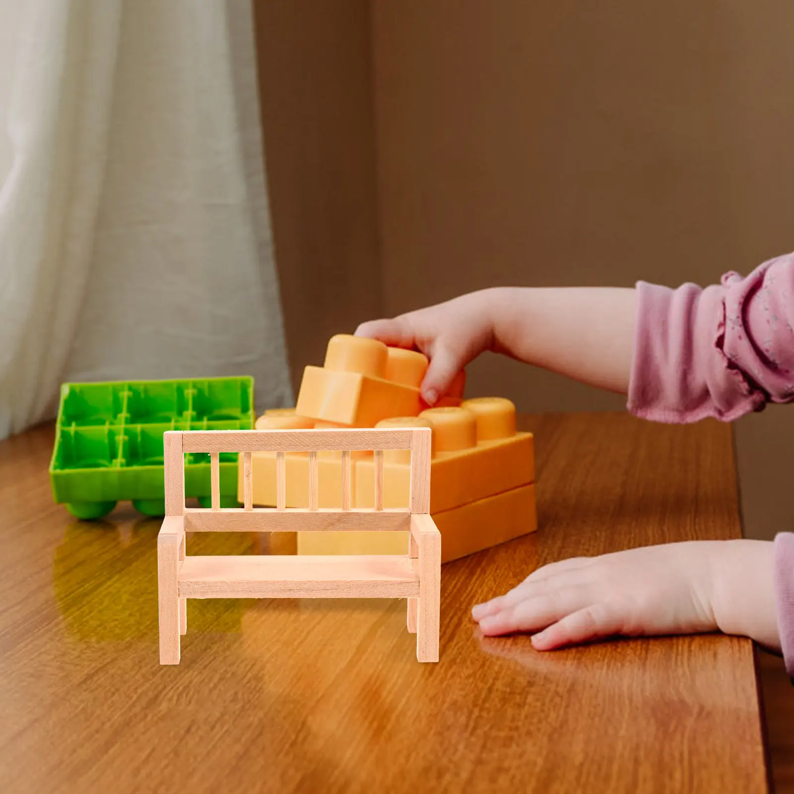 

Mini Wood Bench Suitable for Mini House Decorative Accessories Creative Miniature Furniture Home Decor Wood Bench for Micro