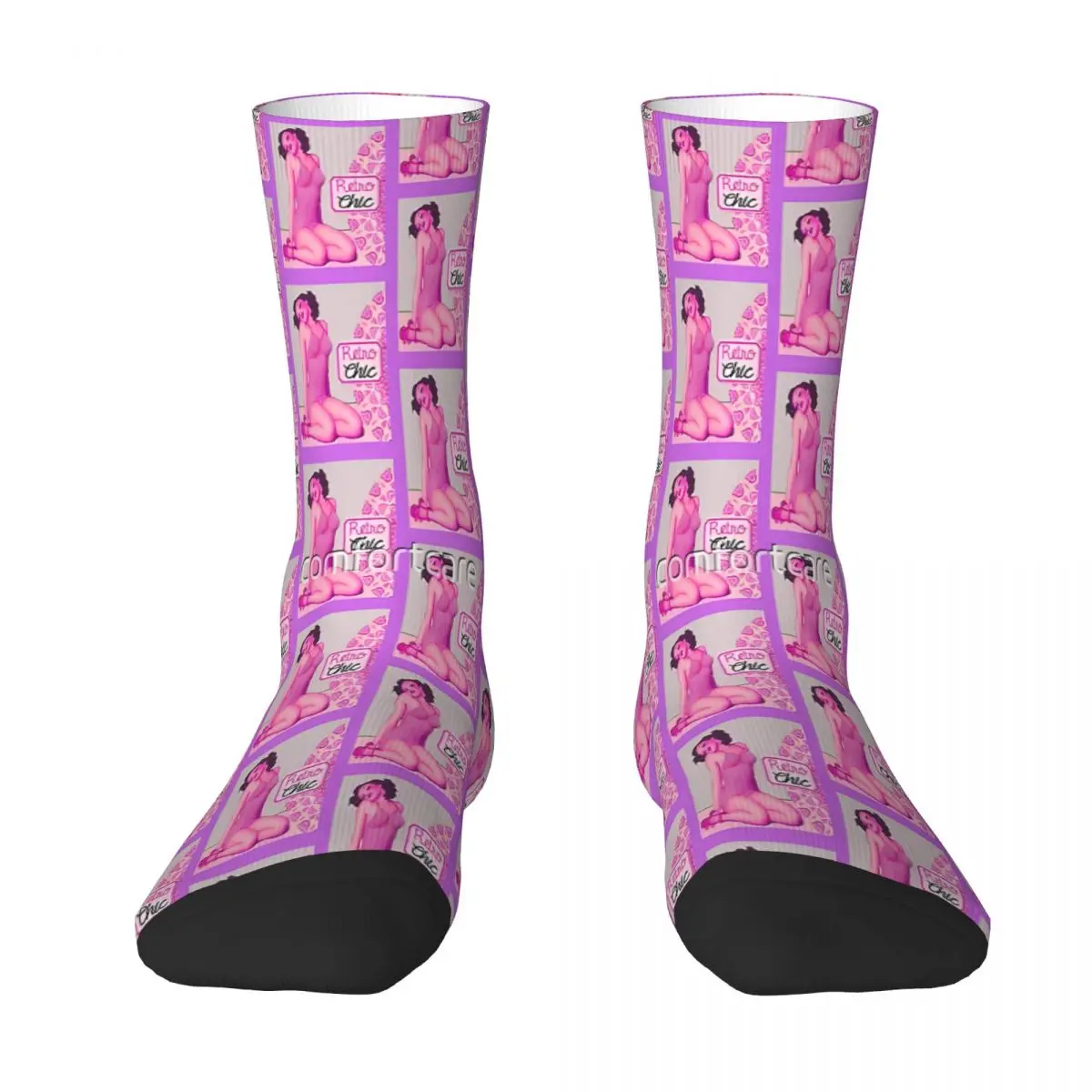 

Retro Chick Purple Pin Up Pinup Sock Socks Men Women Polyester Stockings Customizable Funny