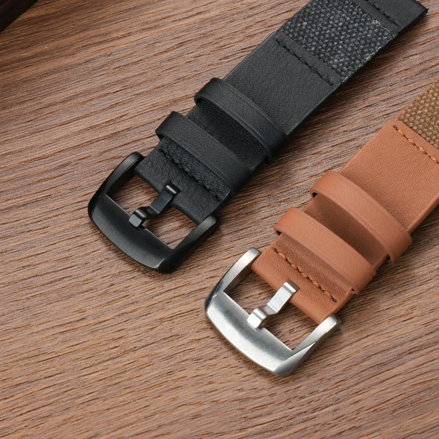 20 مللي متر 22 مللي متر الهجين الجلود و قماش حزام (استيك) ساعة حزام ل كاسيو بانيراي رولكس تيودور الإفراج السريع استبدال سوار