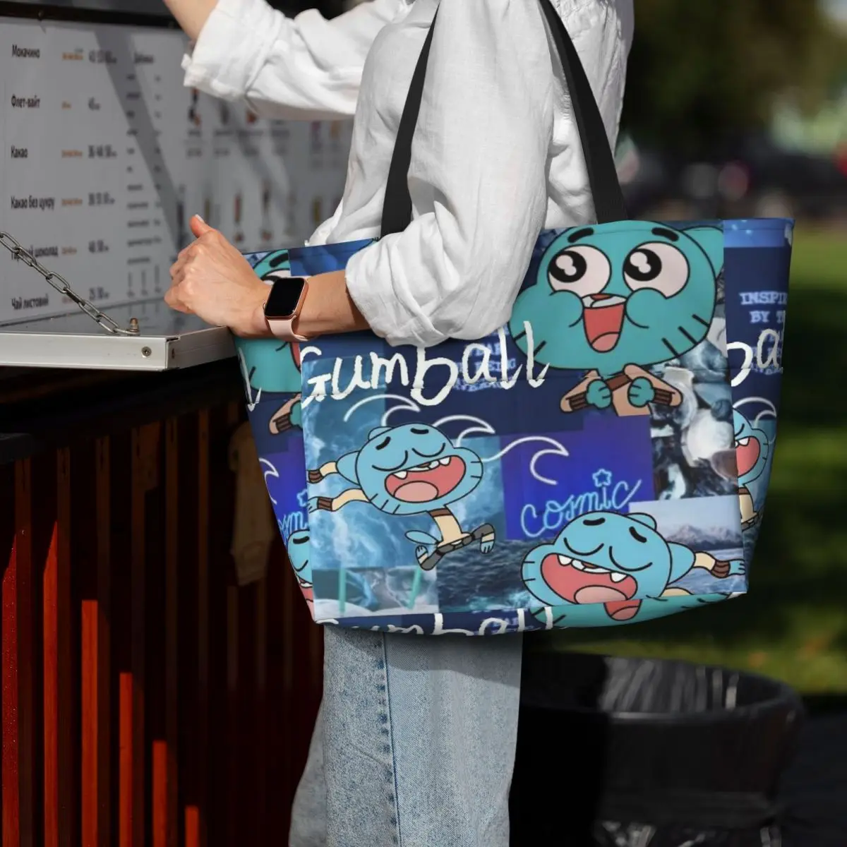 

Gumball Watterson The Amazing World Of Gumball Anime Beach Tote Bag Gym Yoga Duffle Large Tote Bag Women Travel Bag Fitness bag