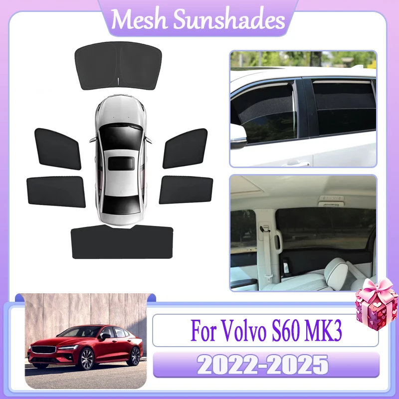 

Солнцезащитная сетка для Volvo S60 MK3 B4 B5 2022 2023 2024 2025: магнитные шторки на окна и лобовое стекло, аксессуары