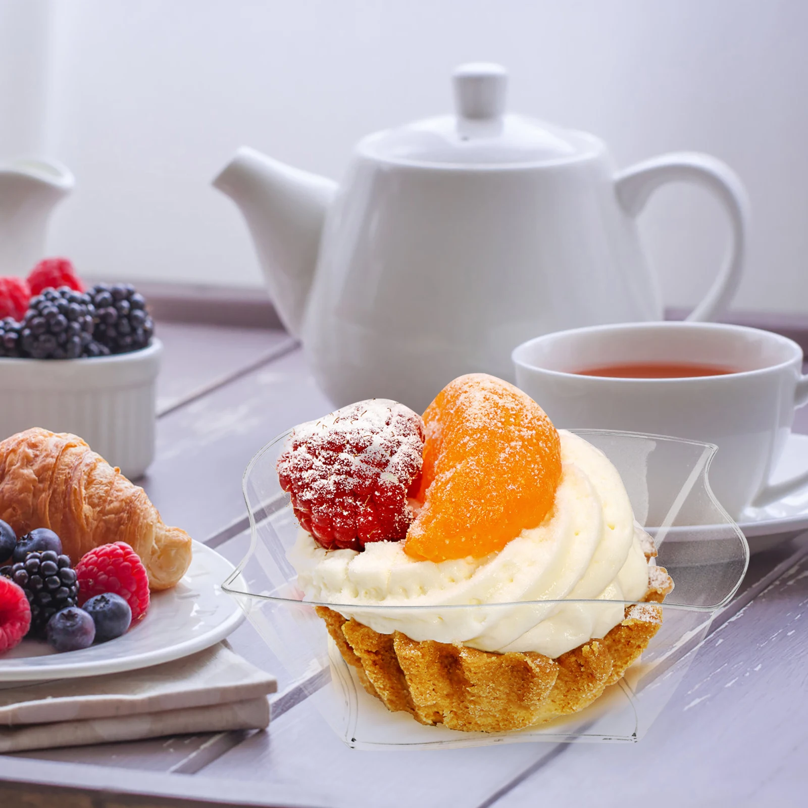 

50Pcs Cream Dessert Cups Clear Multi-Function Portable Pudding Cake Storage Cups Party Supplies Transparent Tiramisu Mousse