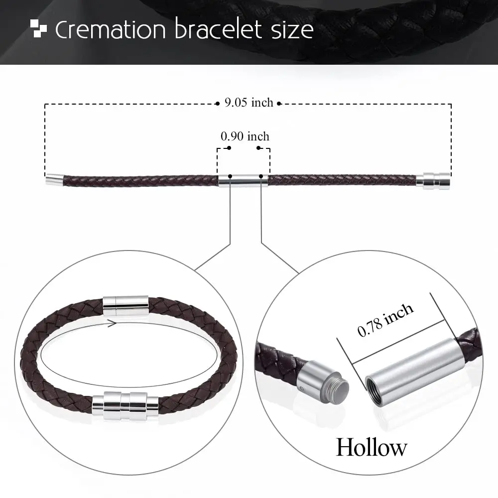 Cremation Jewelry Urn Bracelet for Ashes for Women Men Cylinder Genuine Leather Bangle Bracelet Ashes Memorial Keepsake Jewelry