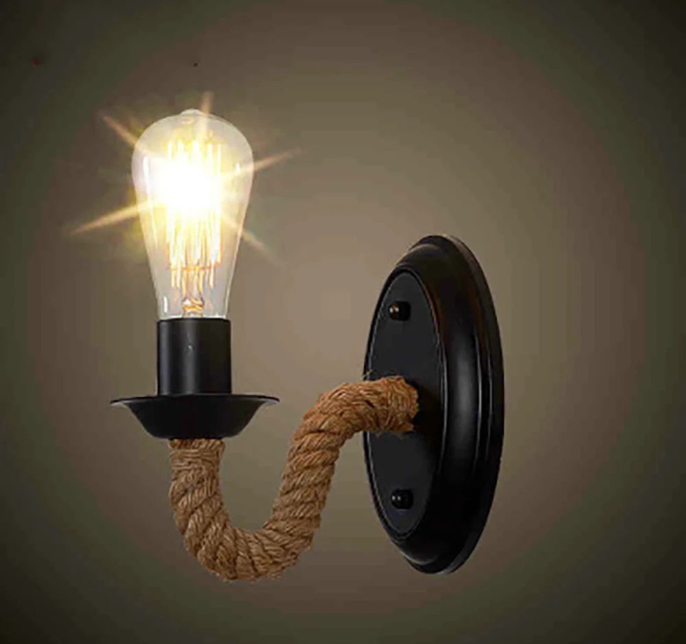 

Retro Creative Rope Shape Wall Light For Living Room Restaurant Aisle Corridor Pub Cafe Industry Wall Lamp