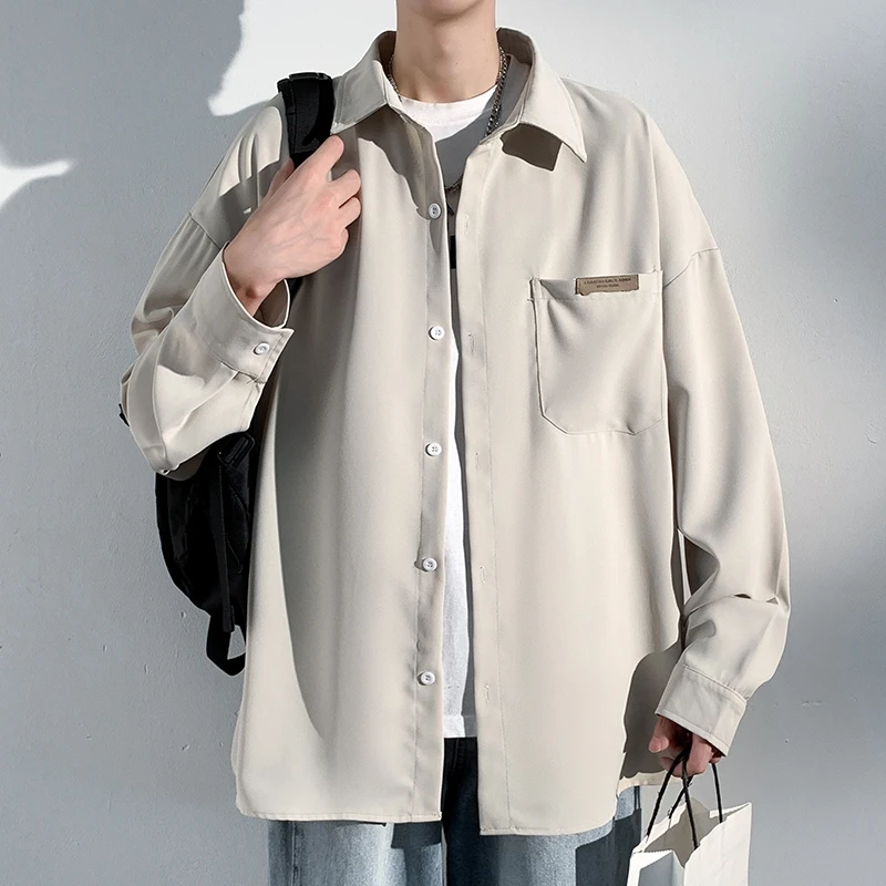 

Long Sve Casual irt for Men Trendy Youth Faion Large Size Jaet Spring Autumn New Sle Button down irt Teenager