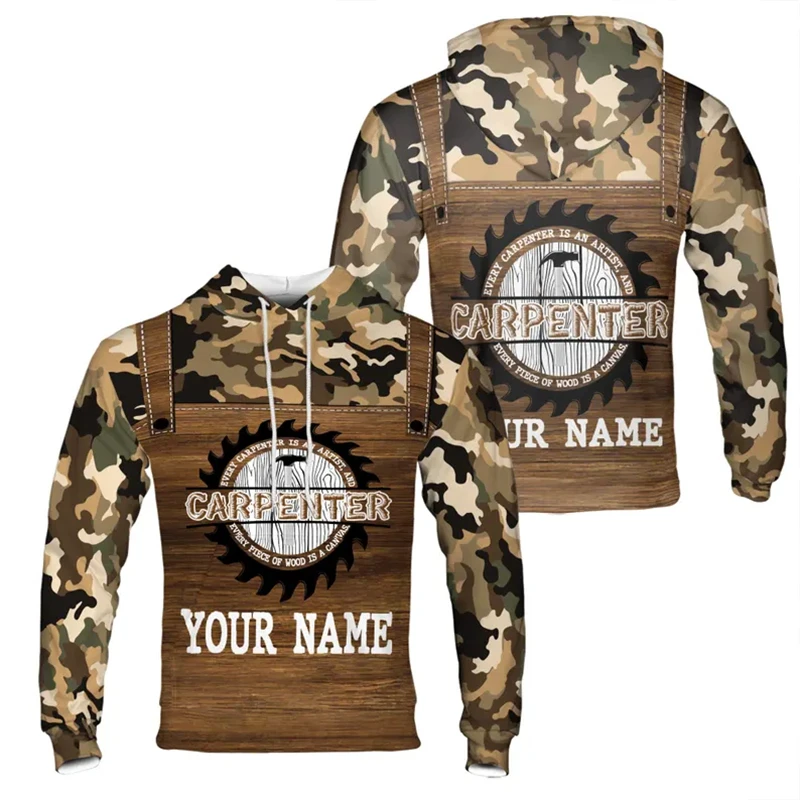 3D Print Funny Beer Print Carpenter Work Hoodies Fashion Cool Long Sleeve Hooded Sweatshirt Autumn Daily Casual Creative Clothes