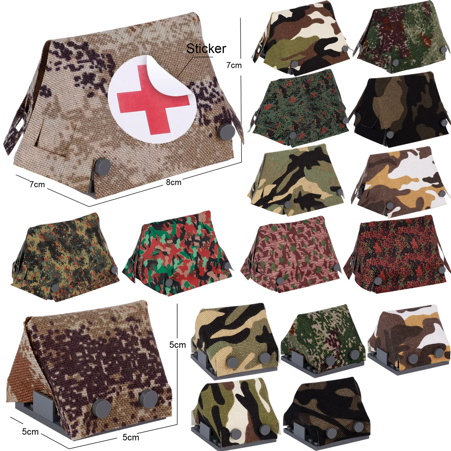 MOC Military Camouflage Tent Building Blocks Kit Medical Stickers Bricks Toys Boys Gift