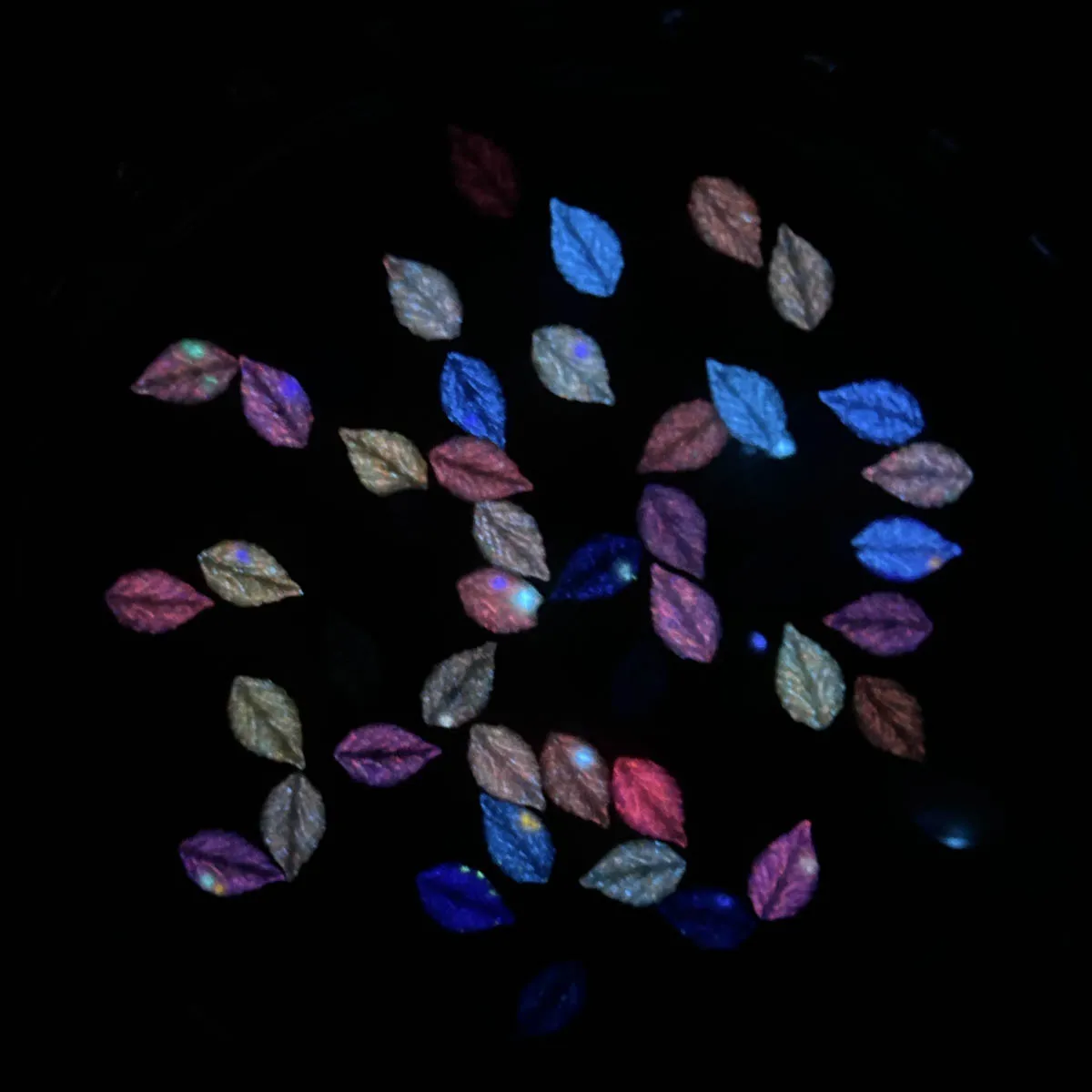 50個入り 多色 ミニ発光リーフ ネイルアートデコレーション 3D ミニマリスト リアルな樹脂リーフ ネイルチャーム DIYマニキュア用