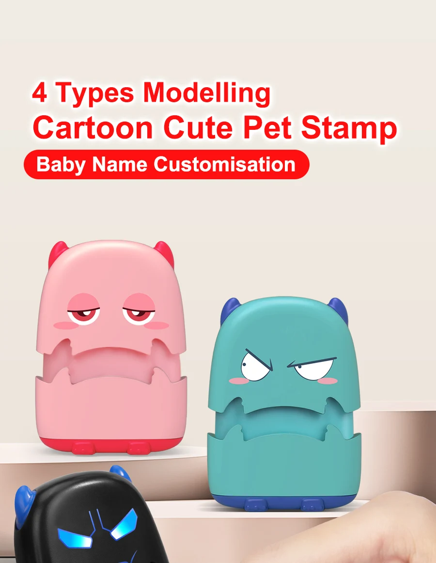 Benutzerdefiniertes Cartoon-Baby-Namenstempel-Set – wiederverwendbar für Baumwoll-/Modal-Kleidung und Schultaschen, ungiftige, wasserfeste Tintenversiegelung – Detail 1