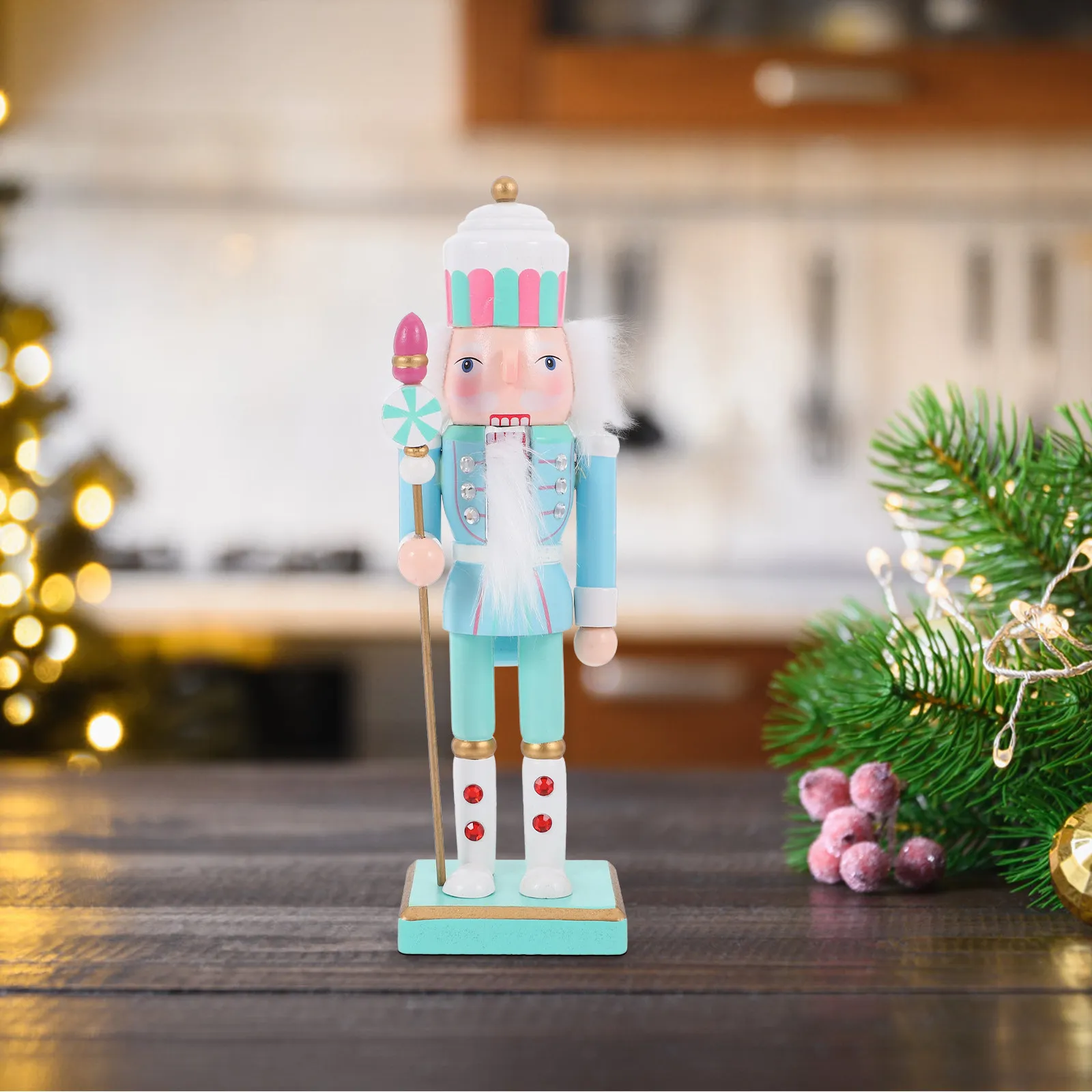 

Wooden Christmas Nutcracker Soldier Decoration Handcrafted Xmas Decor for Home Office Desk Living Room Bedroom Party Favor
