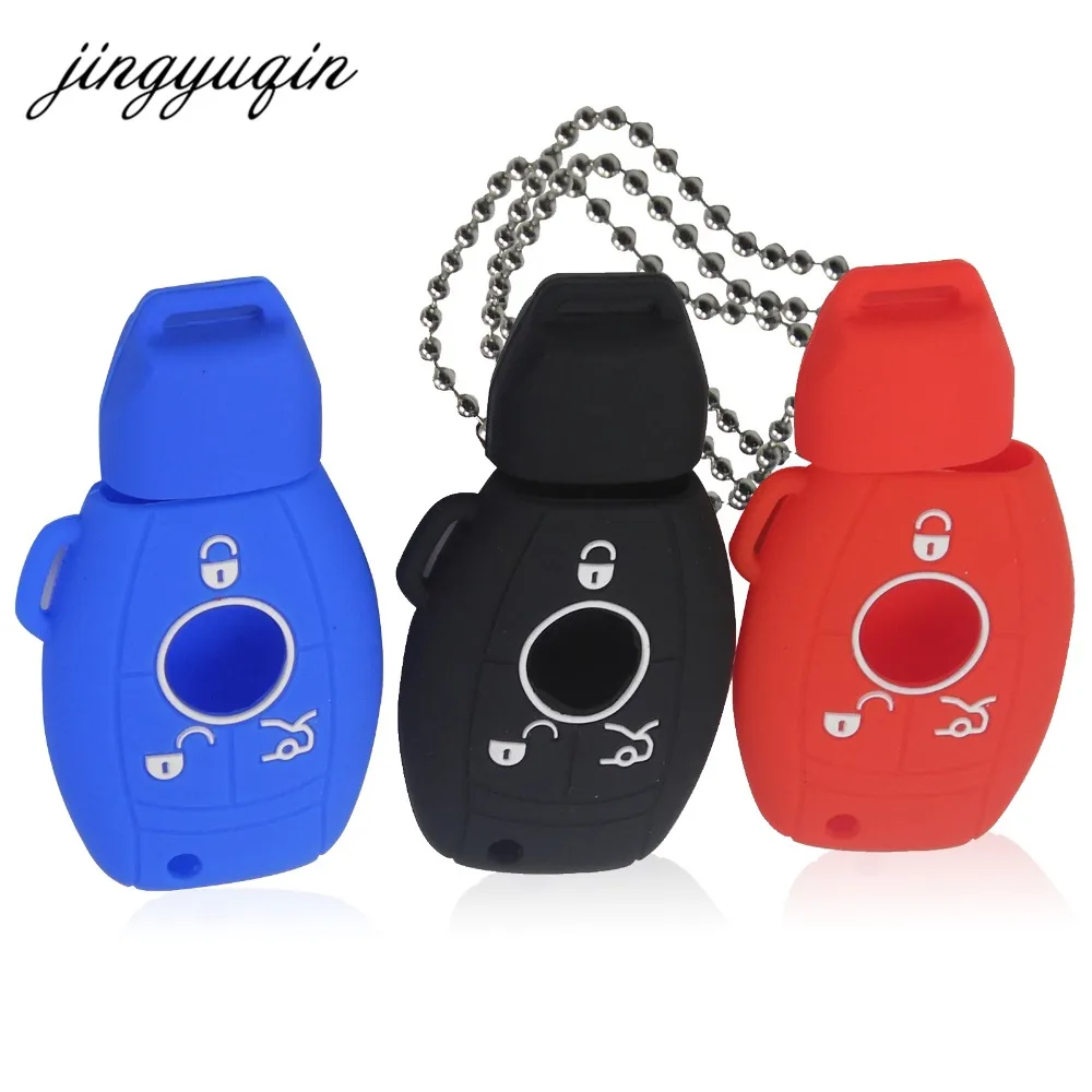 jingyuqin Silicone Car Key Cover Case for Mercedes For Benz W203 W211 CLK C180 E200 AMG C E S Class Keyrings Holders Accessories