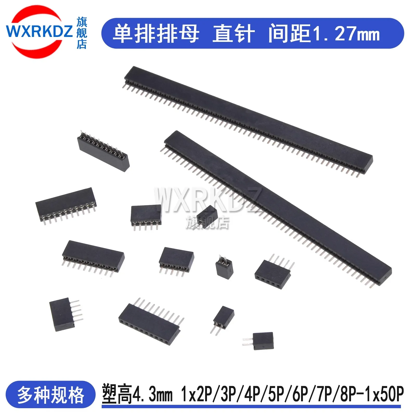 

10Pcs 1.27mm Pitch Single Row Female 2/3/4/5/6/7/8/9/10/12/20/50 Pin Breakaway PCB Board Connector Pinheader 1.27 mm Socket