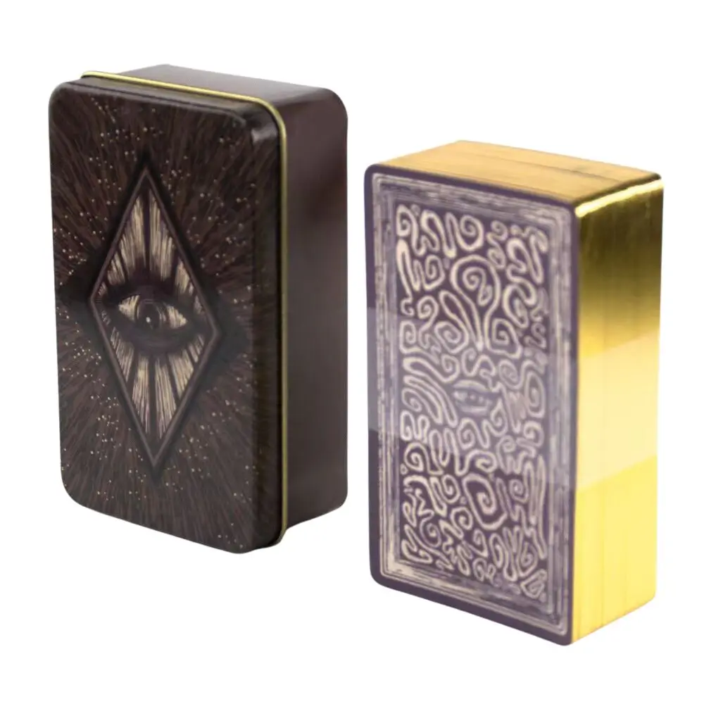 Tin Box Gilding Processo Tarot Deck, 78 Cartas Baralho com Guia Livro, Alto Grau, Adivinhação Antiga