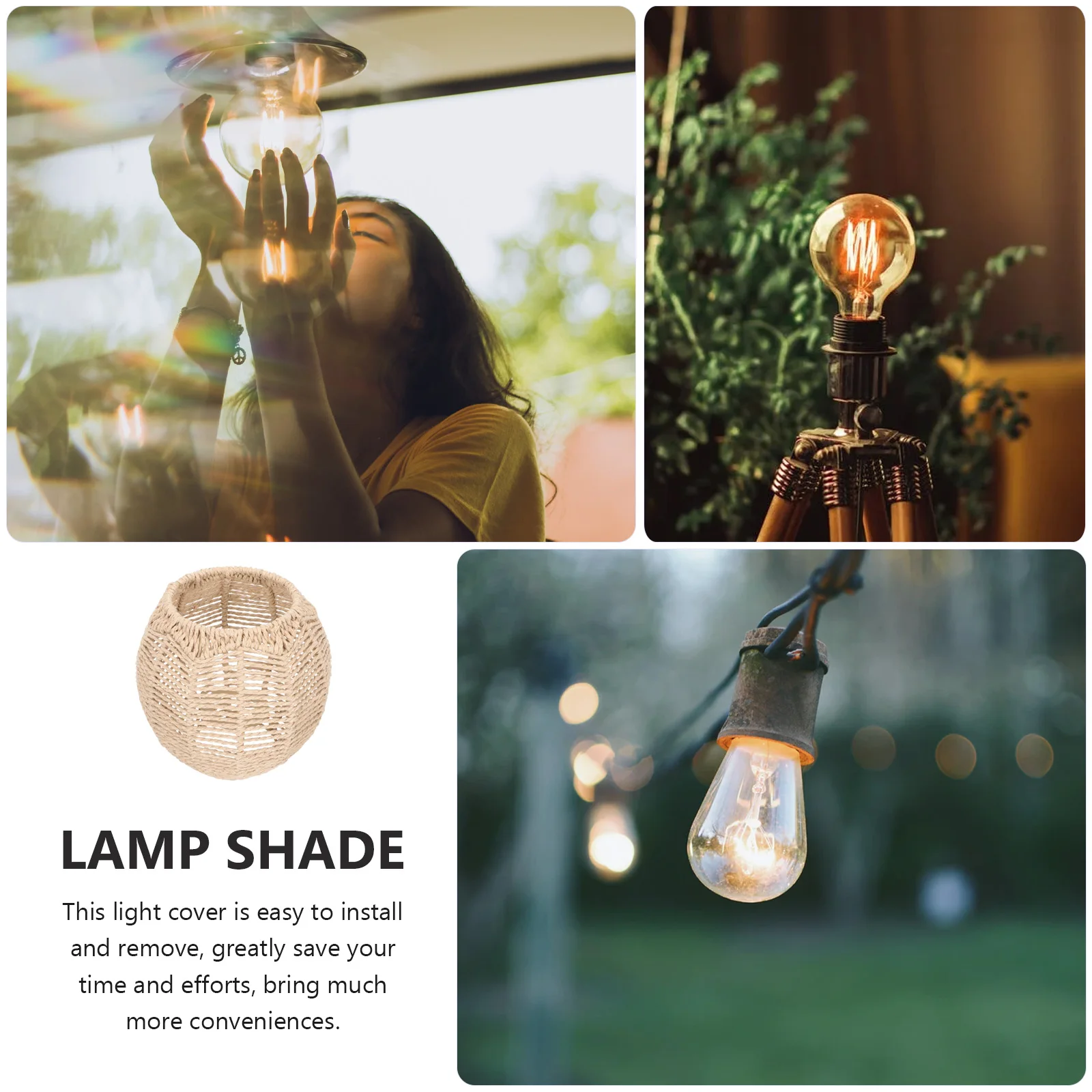 

Pendant Lamp Shade Imitation Rattan Paper Lampshade For Ceiling Light Floor Lamp Dust Insect Protection Easy Install Elegant