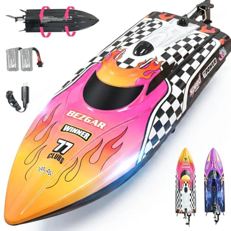 

12 inch RC Boat for and Adults 25 KPH Fast Waterproof Remote Control Boat with 2 Batteries Ideal for Pool Lake - TX136