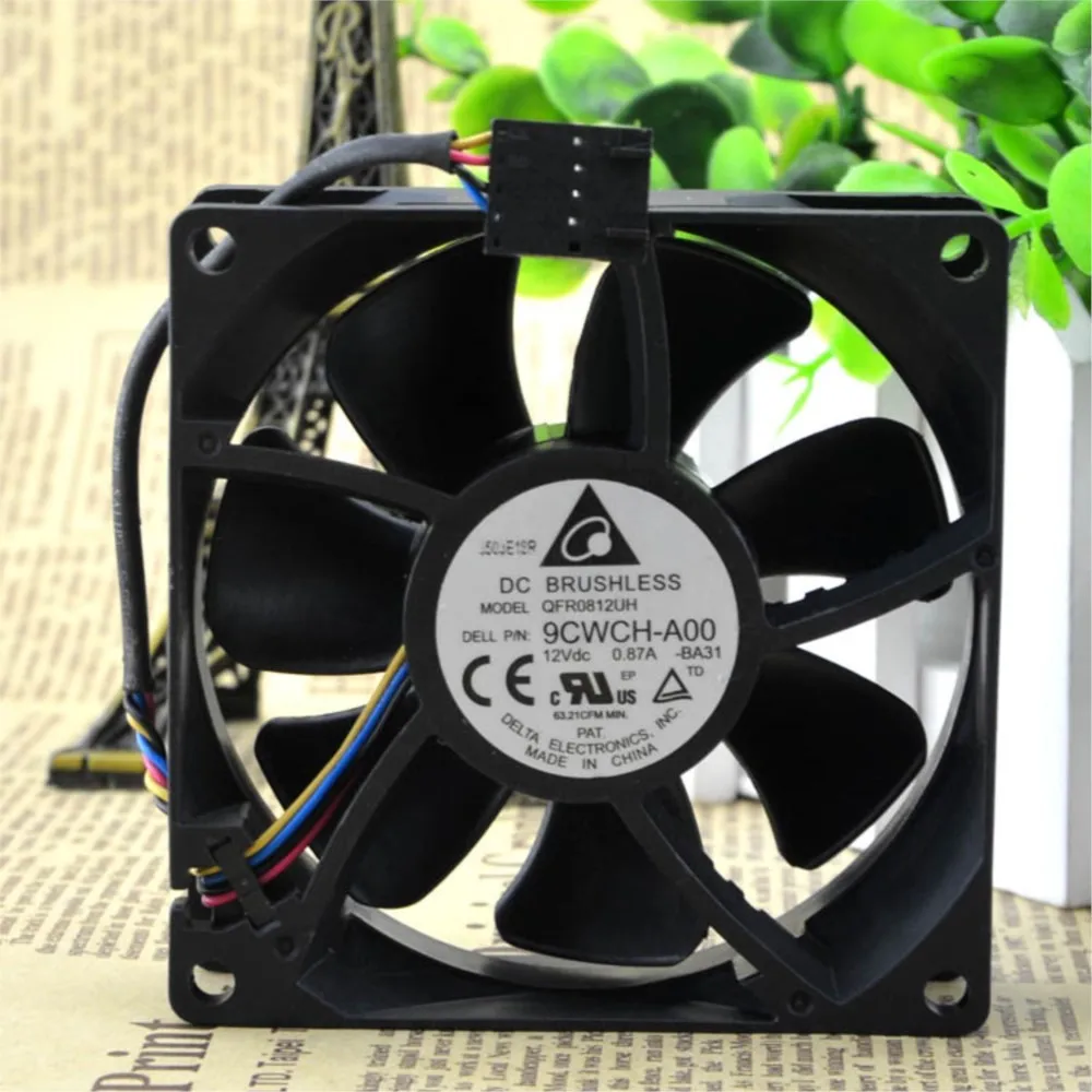 For Delta QFR0812UH 8CM 12V 0.87A 4-Wire PWM Fan, High Airflow for PCs, Servers, Industrial Cooling,9CWCH-A00