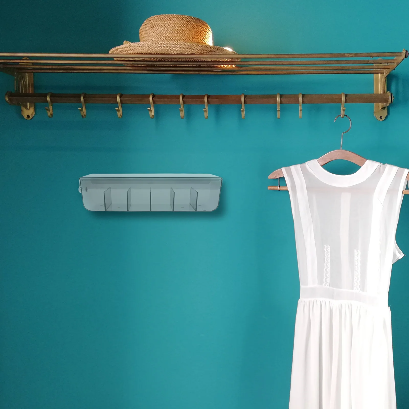 

Transparent Wall-Mounted Storage Box No Drill Organizer for Underwear Socks Clothes Wardrobe Storage Organizer