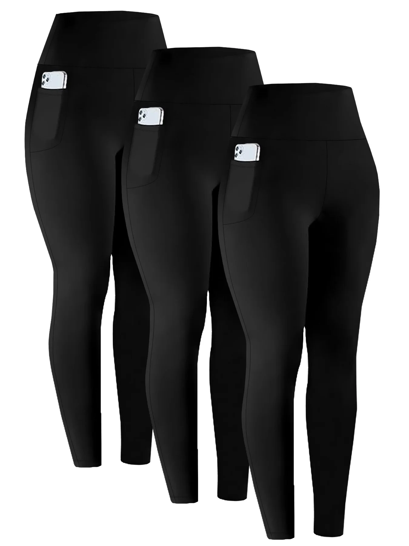 

3 Pack Women Yoga Leggings with Pockets High Waisted Super Soft Tummy Control for Workout Running
