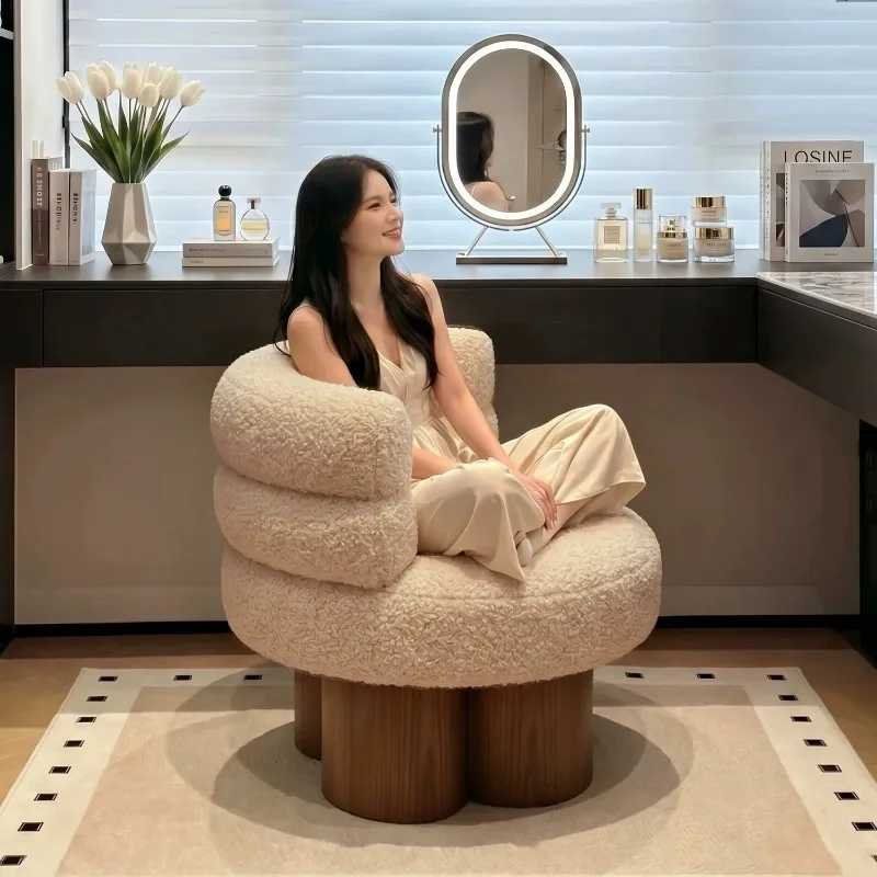 Makeup chair, girls' bedroom high-value dresser chair, cloakroom backrest makeup stool rotating sofa chair