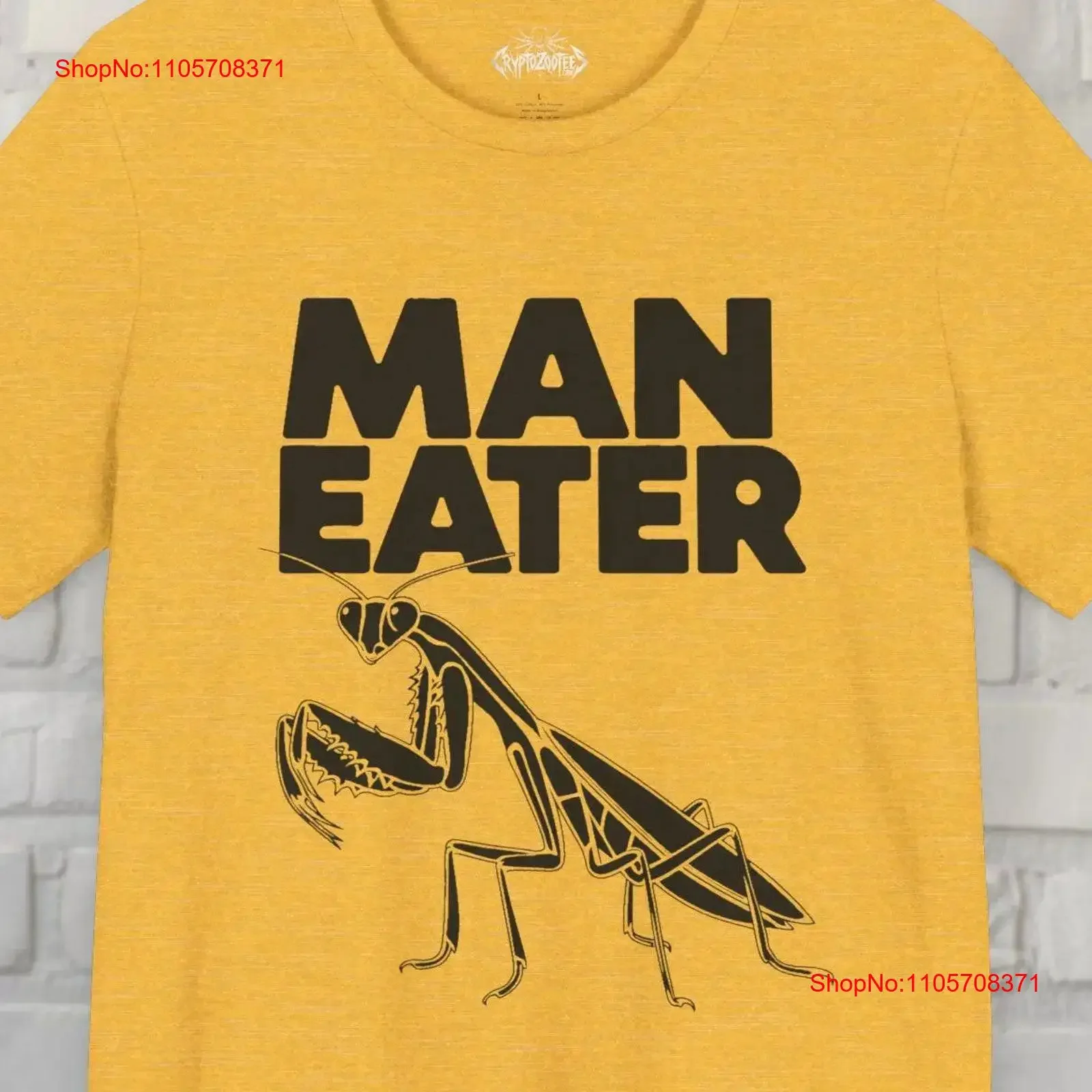 MAN EATER Praying Mantis T shirt Funny Punk Grrrl Power Feminist Goth Edgy Alternative Fashion Humor vintage Washed Unisex Soft