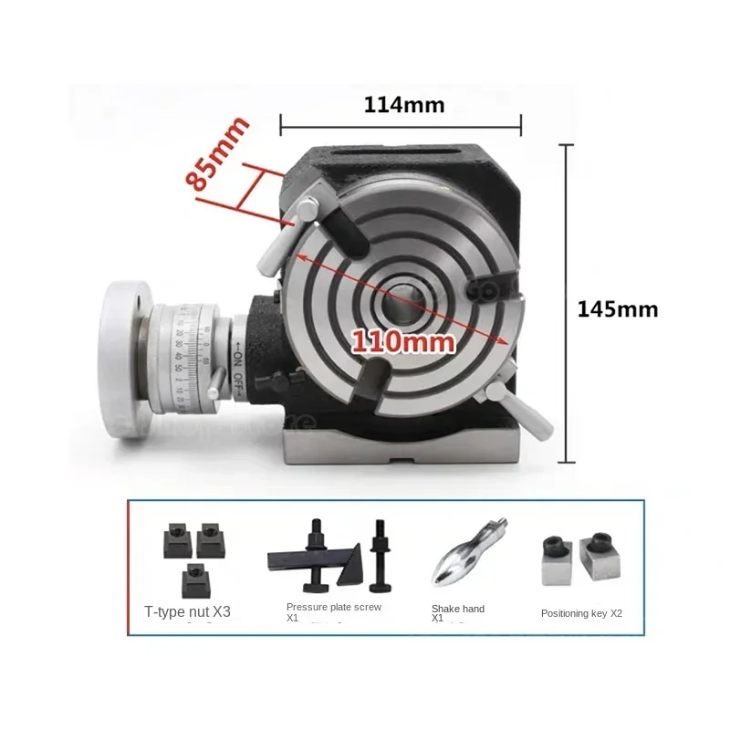 Disco de indexación de precisión Disco vertical y horizontal Plataforma giratoria simple manual vertical de doble propósito Diámetro de cuatro garras 110 mm