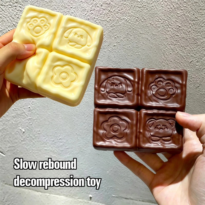 Puppy Pattern Chocolate Butter Milk Cube Cake Bread Super Soft Slow Rising Squeeze Fidget Toy Anxiety Relief Autism ADHD Gift