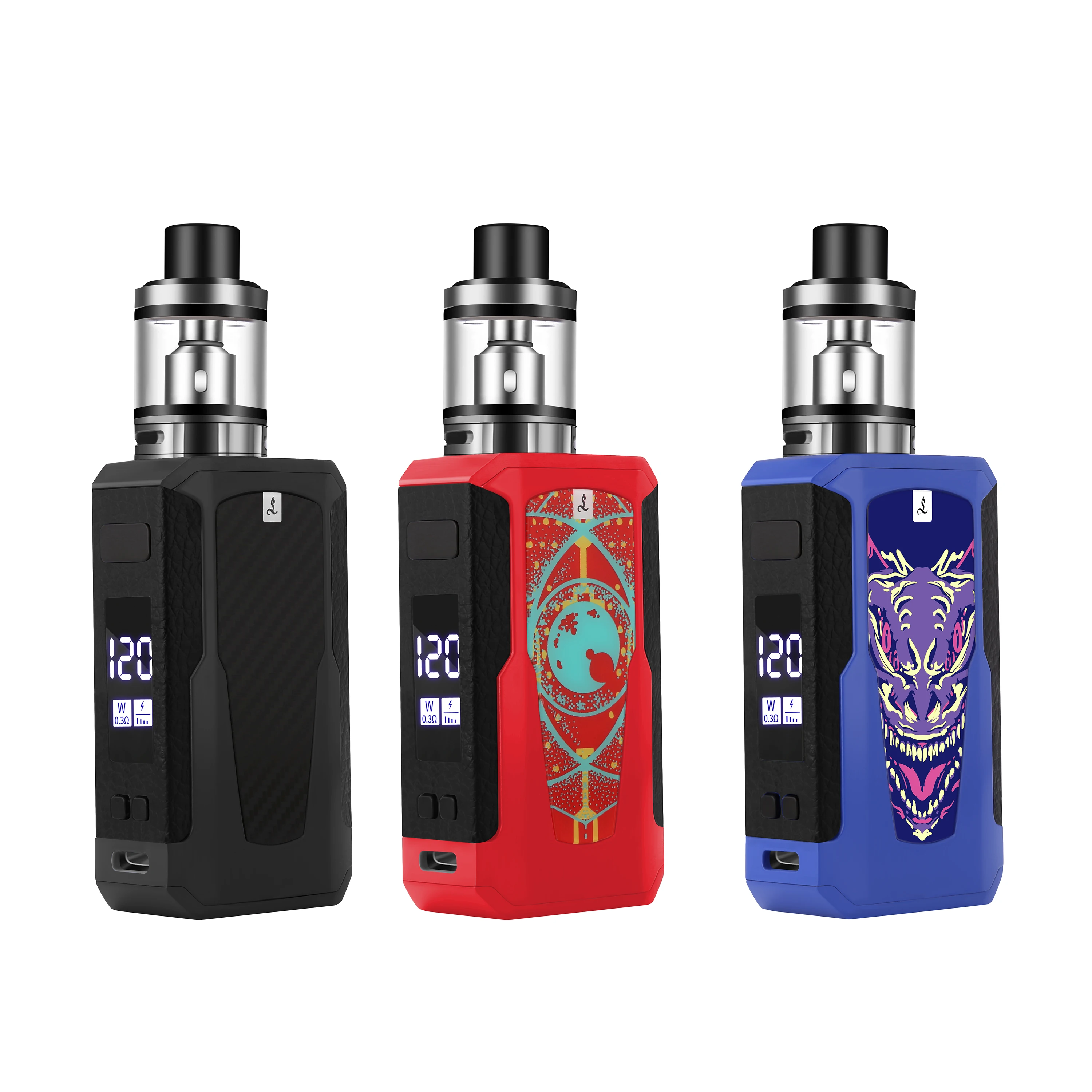 120W Vape Box Mod E8 E Cigarette Kit 1800mah Build-in Battery 2.5ml Tank OLED Screen Electronic Cigarette Vaporizer Hookah Vapor